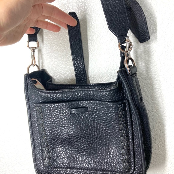 Rebecca Minkoff Pebbled Leather Mini Tote Bag 8x7" Black Minimalist - Picture 10 of 16